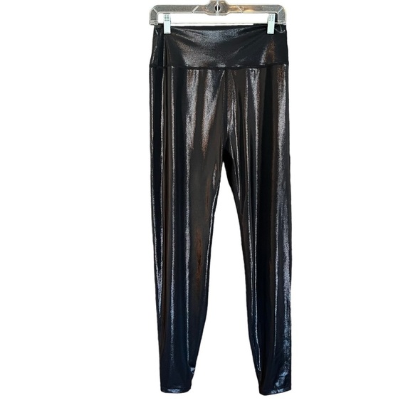 WeWoreWhat Leather Look Black Metallic High Rise Leggings Women's Size Large - Picture 4 of 14